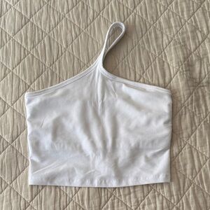 Beyond yoga  White One-Shoulder Top